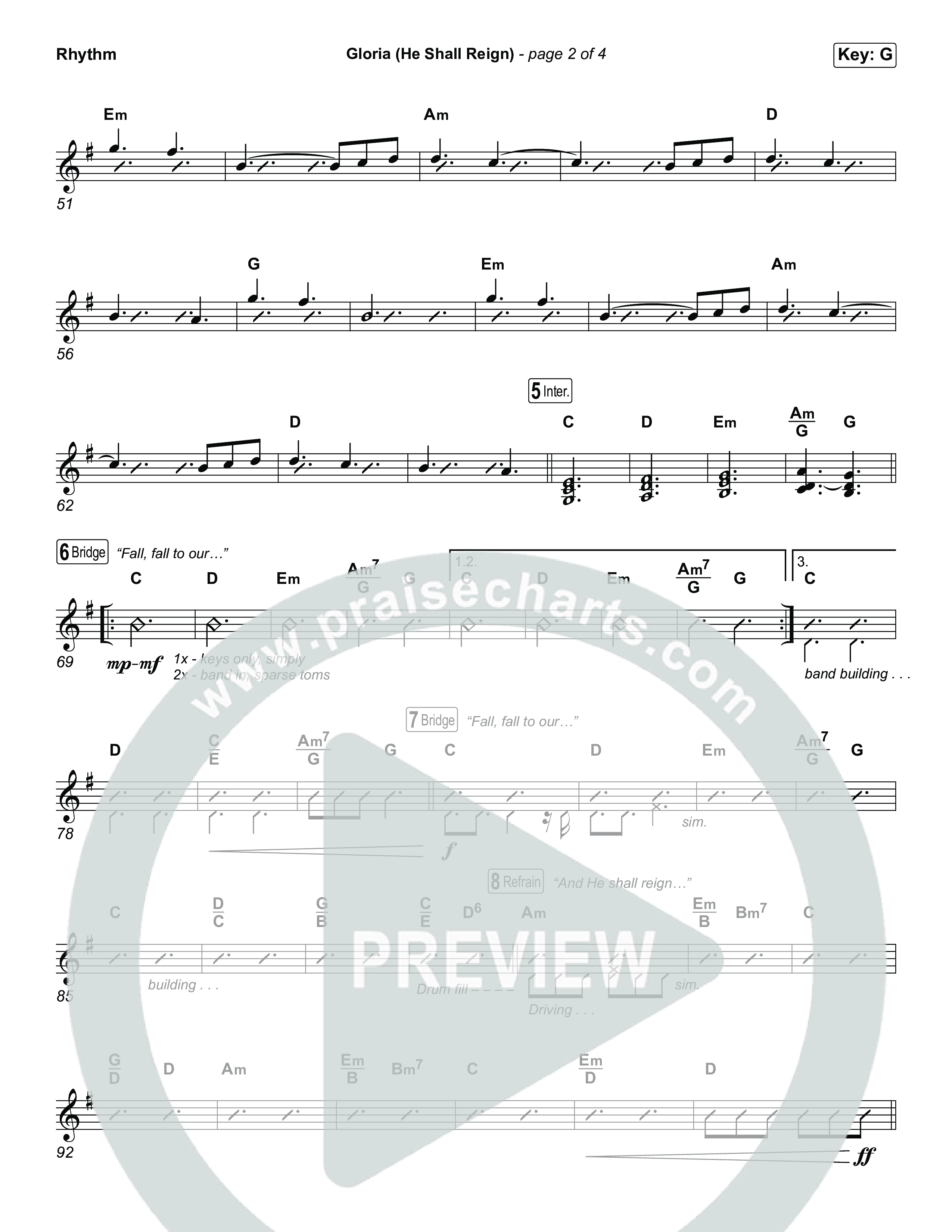Gloria (He Shall Reign) (Choral Anthem SATB) Rhythm Pack (Charity Gayle / Arr. Luke Gambill)
