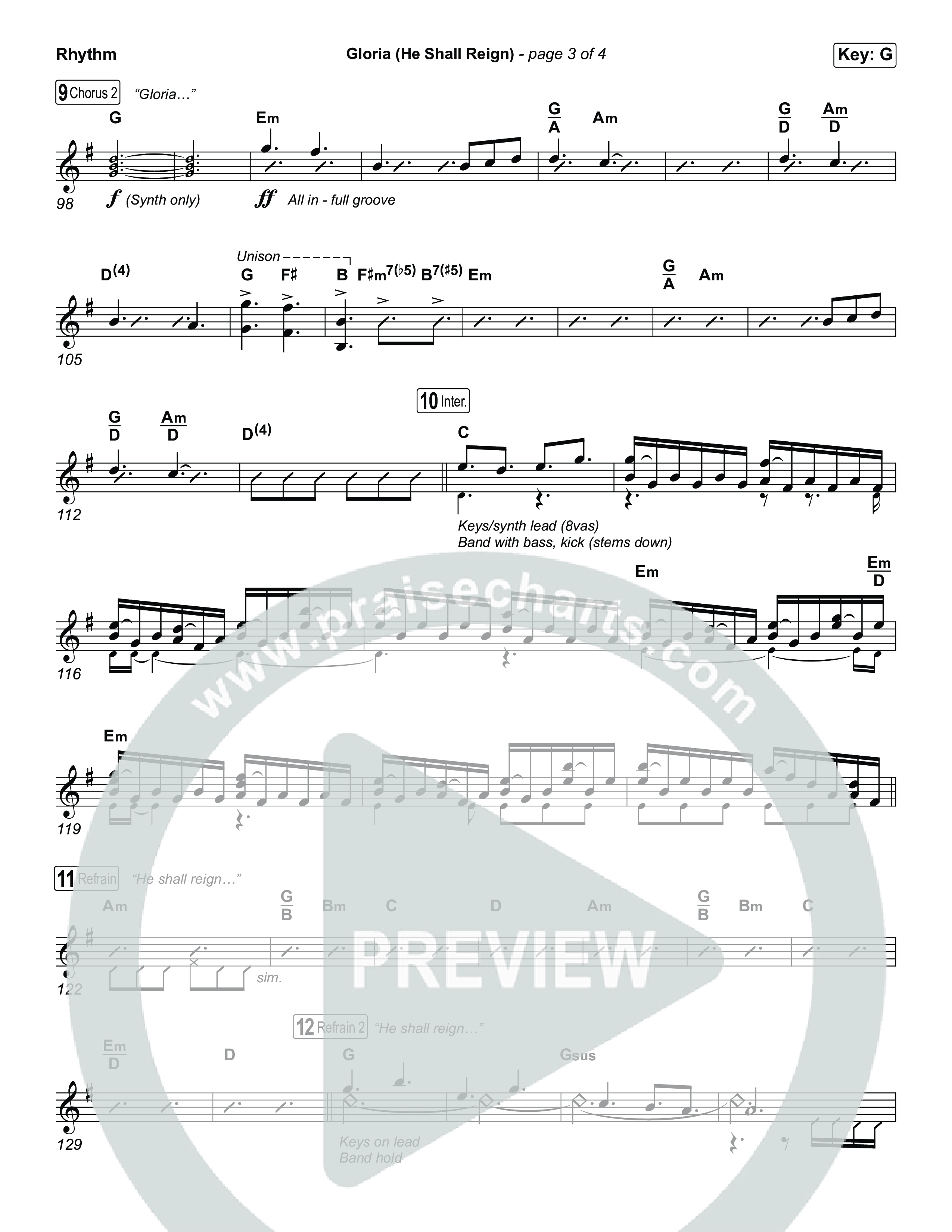 Gloria (He Shall Reign) (Choral Anthem SATB) Rhythm Pack (Charity Gayle / Arr. Luke Gambill)