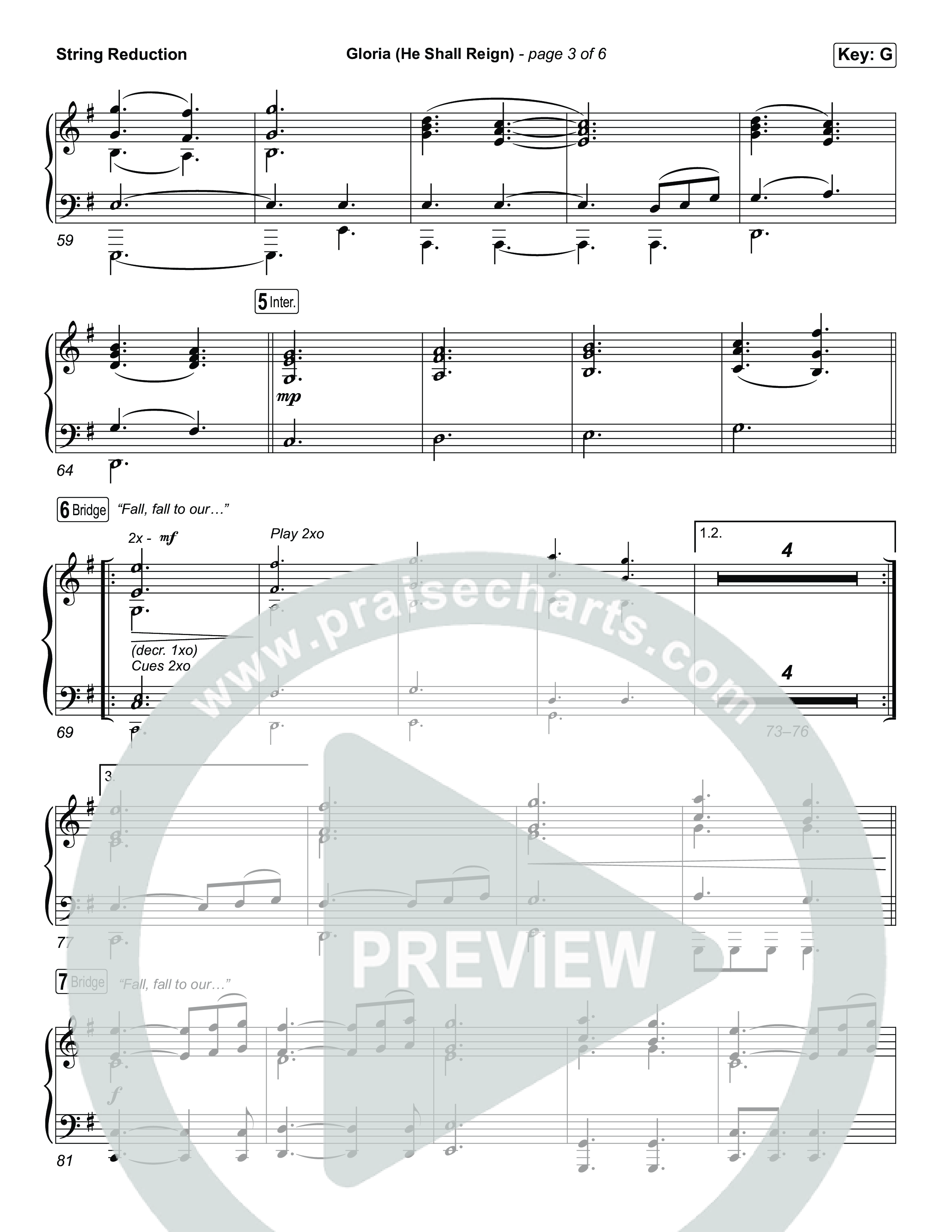 Gloria (He Shall Reign) (Choral Anthem SATB) String Reduction (Charity Gayle / Arr. Luke Gambill)