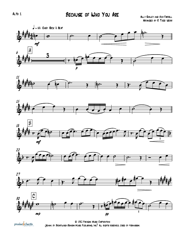 Because Of Who You Are (Instrumental) Alto Sax 1/2 (Todd Webb)