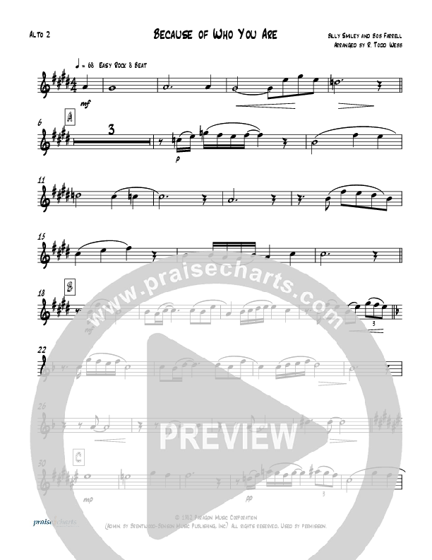 Because Of Who You Are (Instrumental) Alto Sax 1/2 (Todd Webb)
