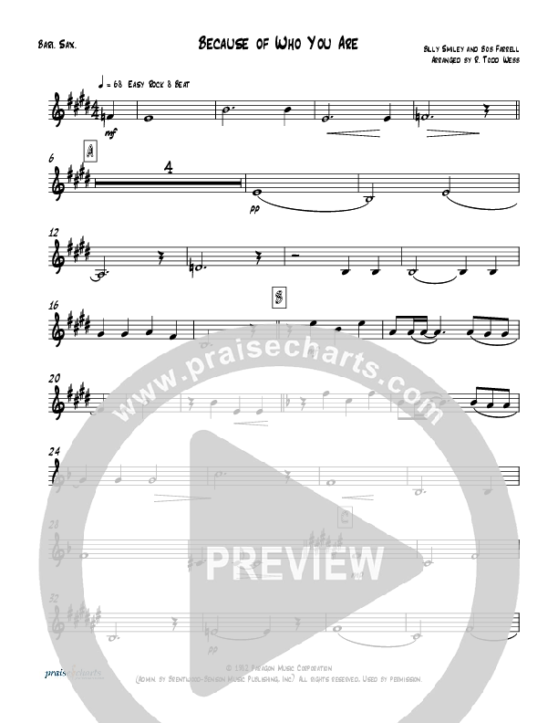 Because Of Who You Are (Instrumental) Bari Sax (Todd Webb)