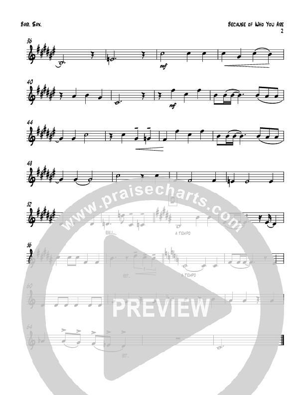 Because Of Who You Are (Instrumental) Bari Sax (Todd Webb)