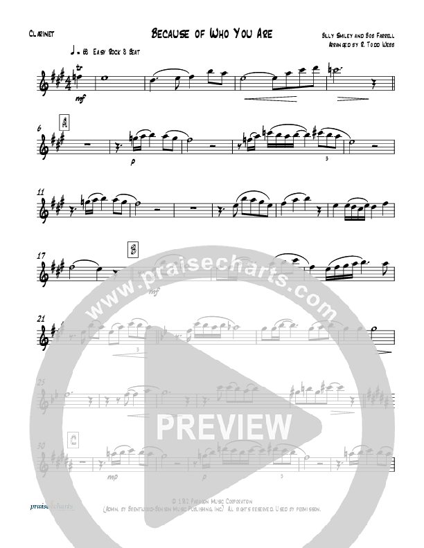 Because Of Who You Are (Instrumental) Clarinet (Todd Webb)