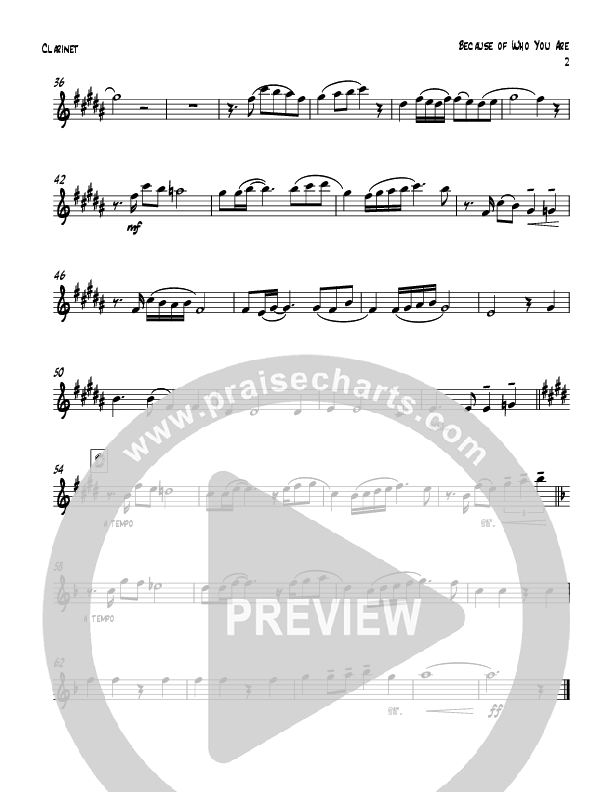 Because Of Who You Are (Instrumental) Clarinet (Todd Webb)