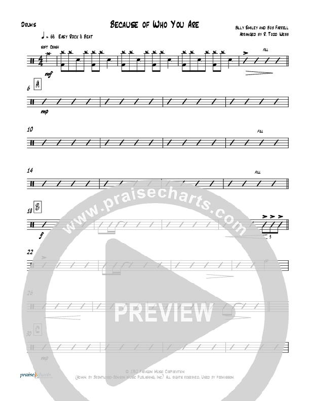 Because Of Who You Are (Instrumental) Drum Set (Todd Webb)