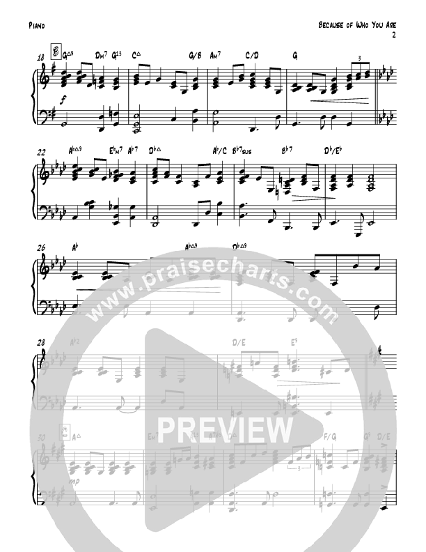 Because Of Who You Are (Instrumental) Piano Sheet (Todd Webb)