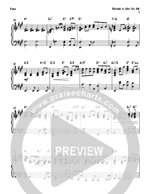 Because Of Who You Are (Instrumental) Piano Sheet (Todd Webb)