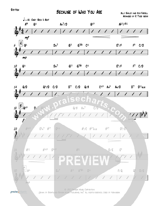 Because Of Who You Are (Instrumental) Rhythm Chart (Todd Webb)