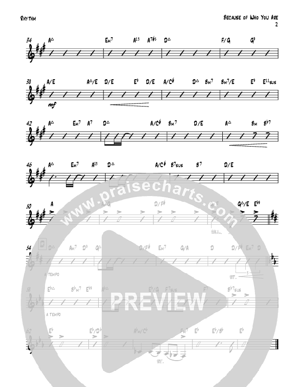 Because Of Who You Are (Instrumental) Rhythm Chart (Todd Webb)