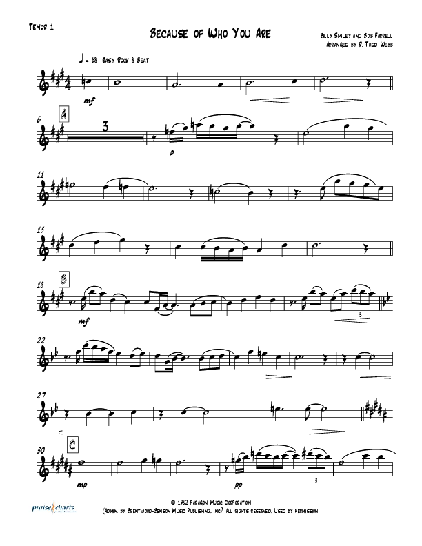 Because Of Who You Are (Instrumental) Tenor Sax 1/2 (Todd Webb)