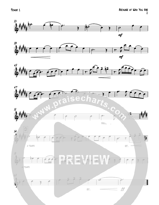 Because Of Who You Are (Instrumental) Tenor Sax 1/2 (Todd Webb)