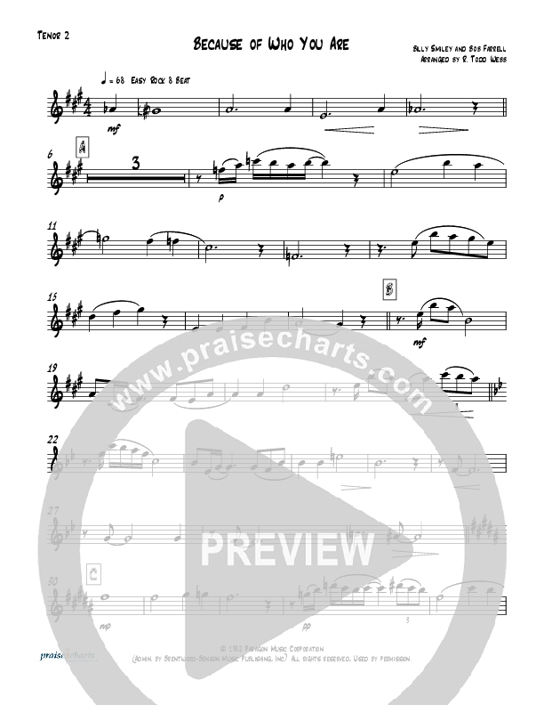 Because Of Who You Are (Instrumental) Tenor Sax 1/2 (Todd Webb)