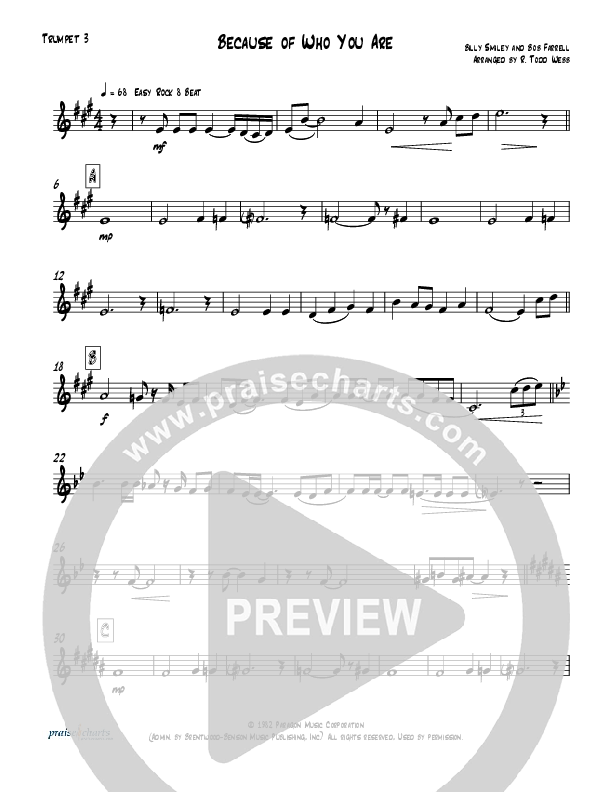 Because Of Who You Are (Instrumental) Trumpet 3 (Todd Webb)