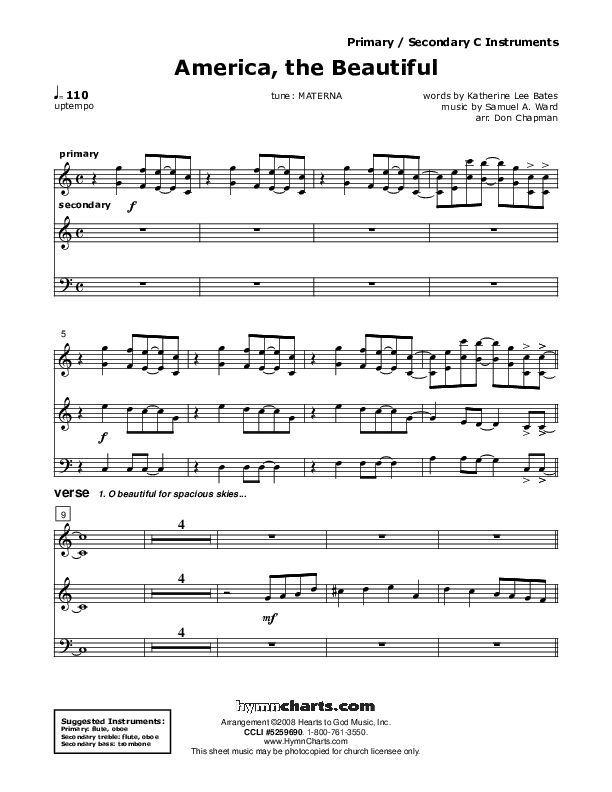 America The Beautiful C Instruments (Don Chapman)