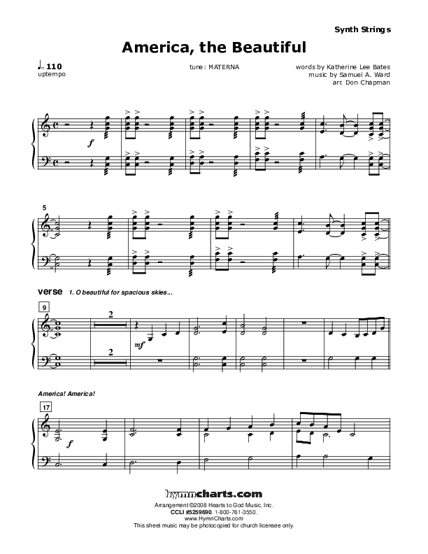 America The Beautiful Synth Strings (Don Chapman)