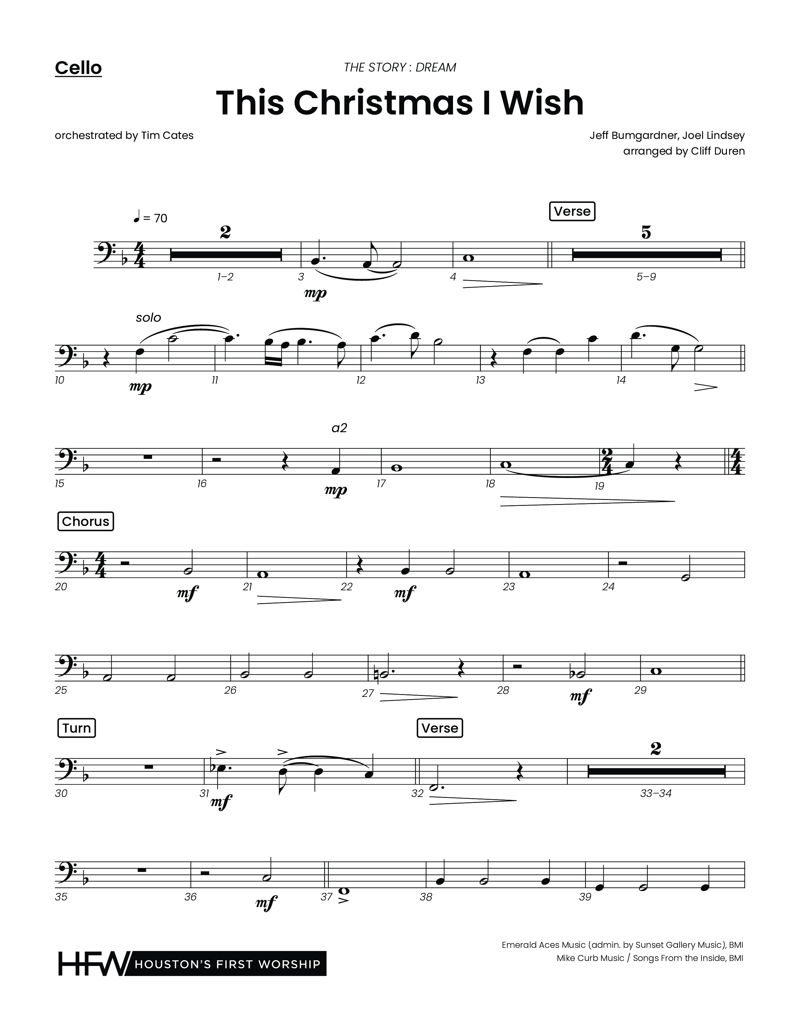 This Christmas I Wish (Choral Anthem SATB) Cello (Houston's First Worship)
