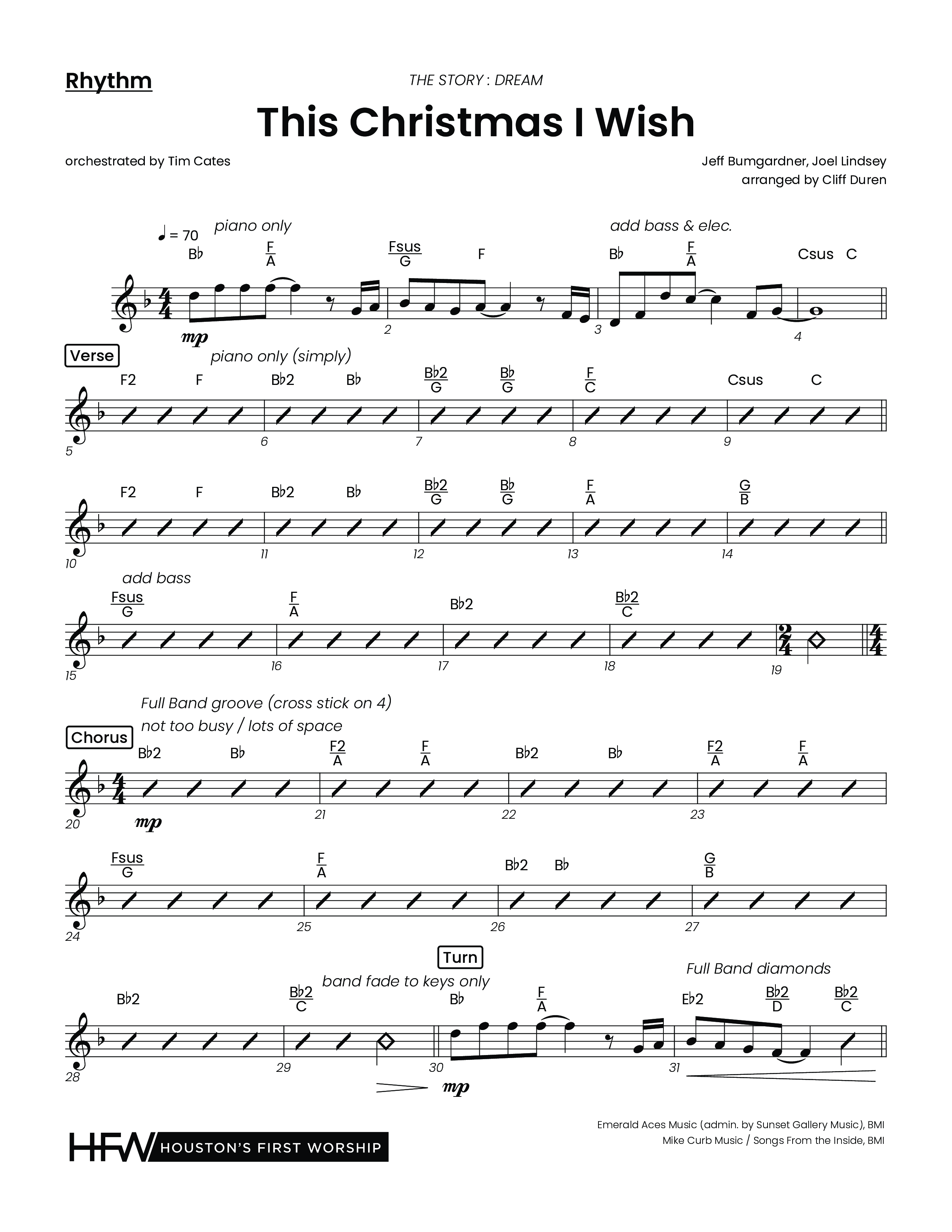 This Christmas I Wish (Choral Anthem SATB) Rhythm Chart (Houston's First Worship)