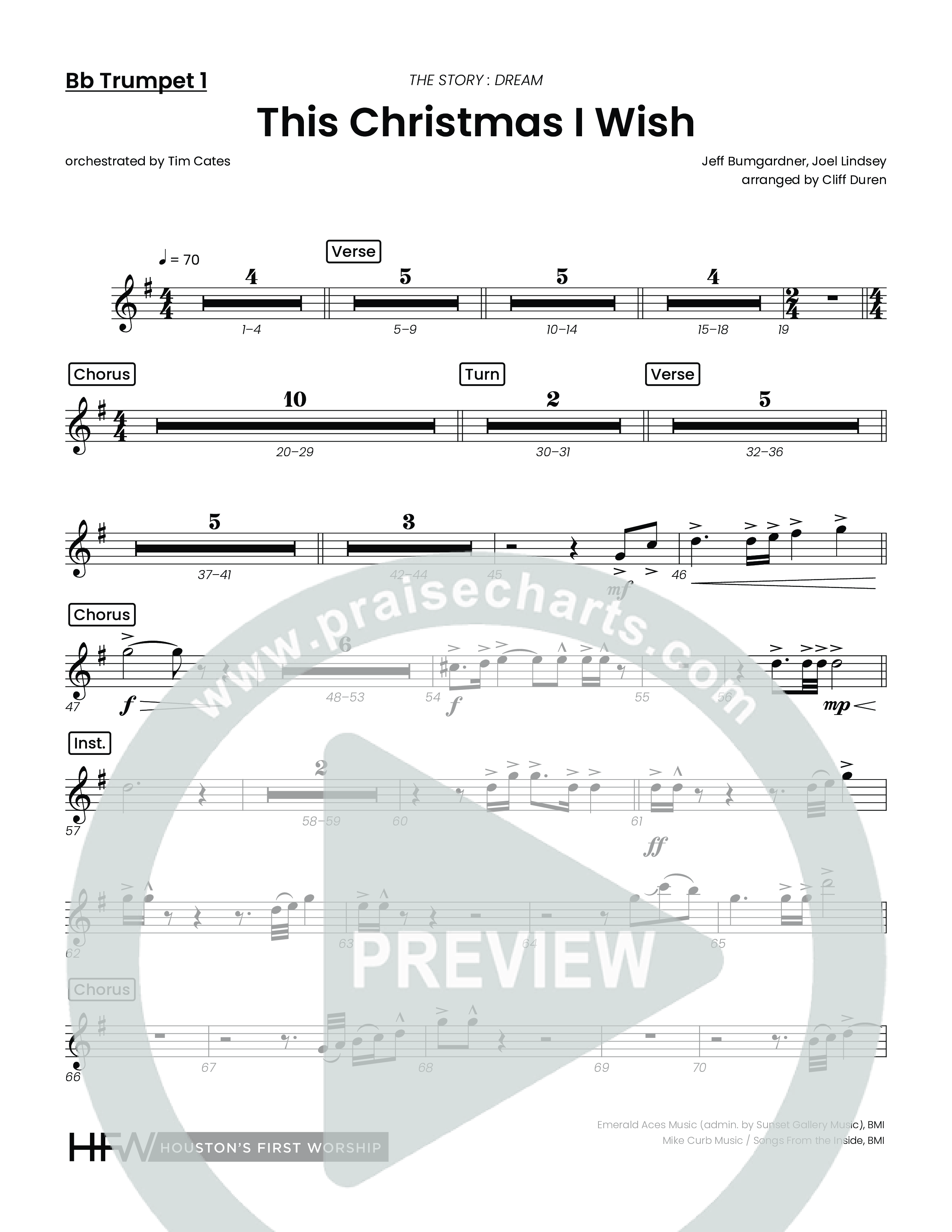 This Christmas I Wish (Choral Anthem SATB) Trumpet 1 (Houston's First Worship)