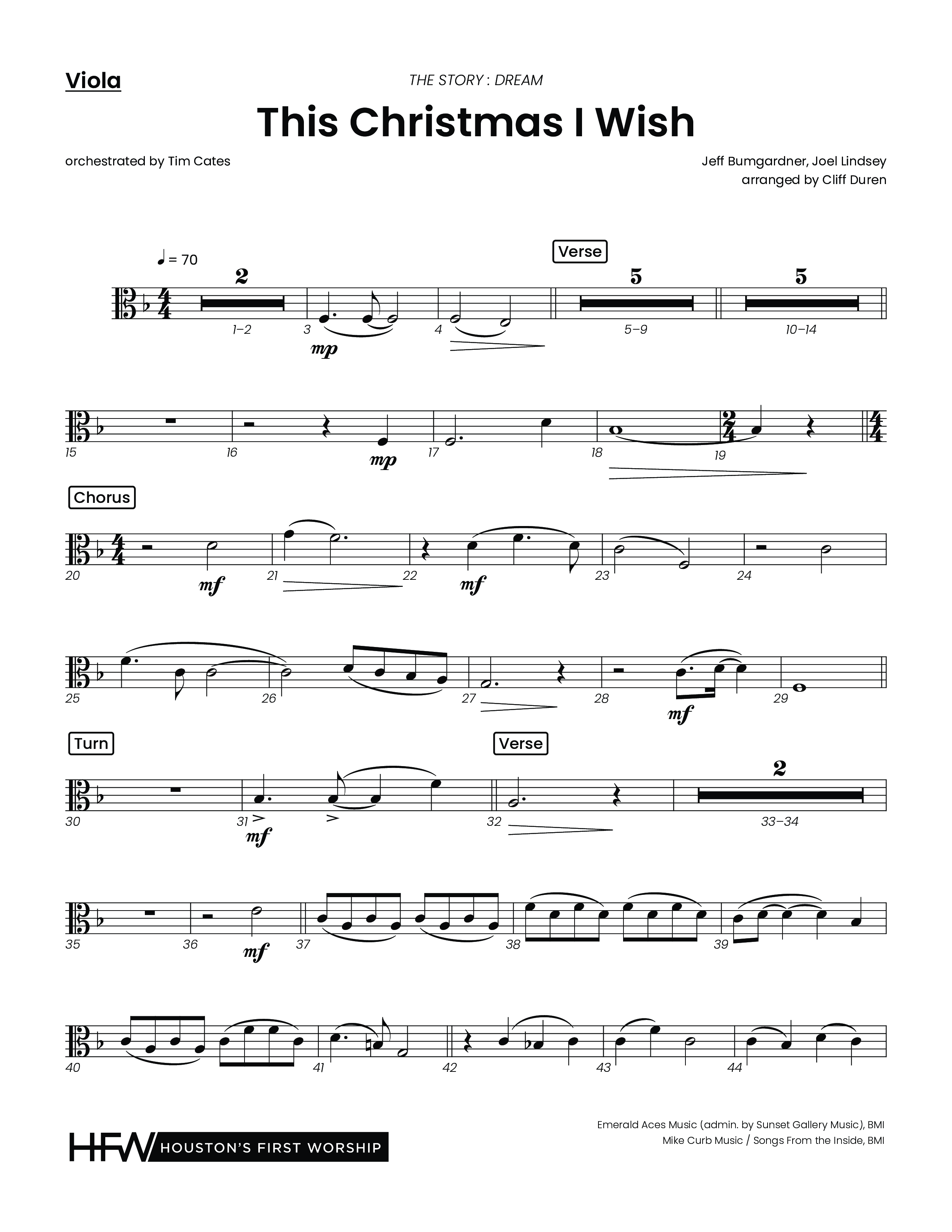 This Christmas I Wish (Choral Anthem SATB) Viola (Houston's First Worship)