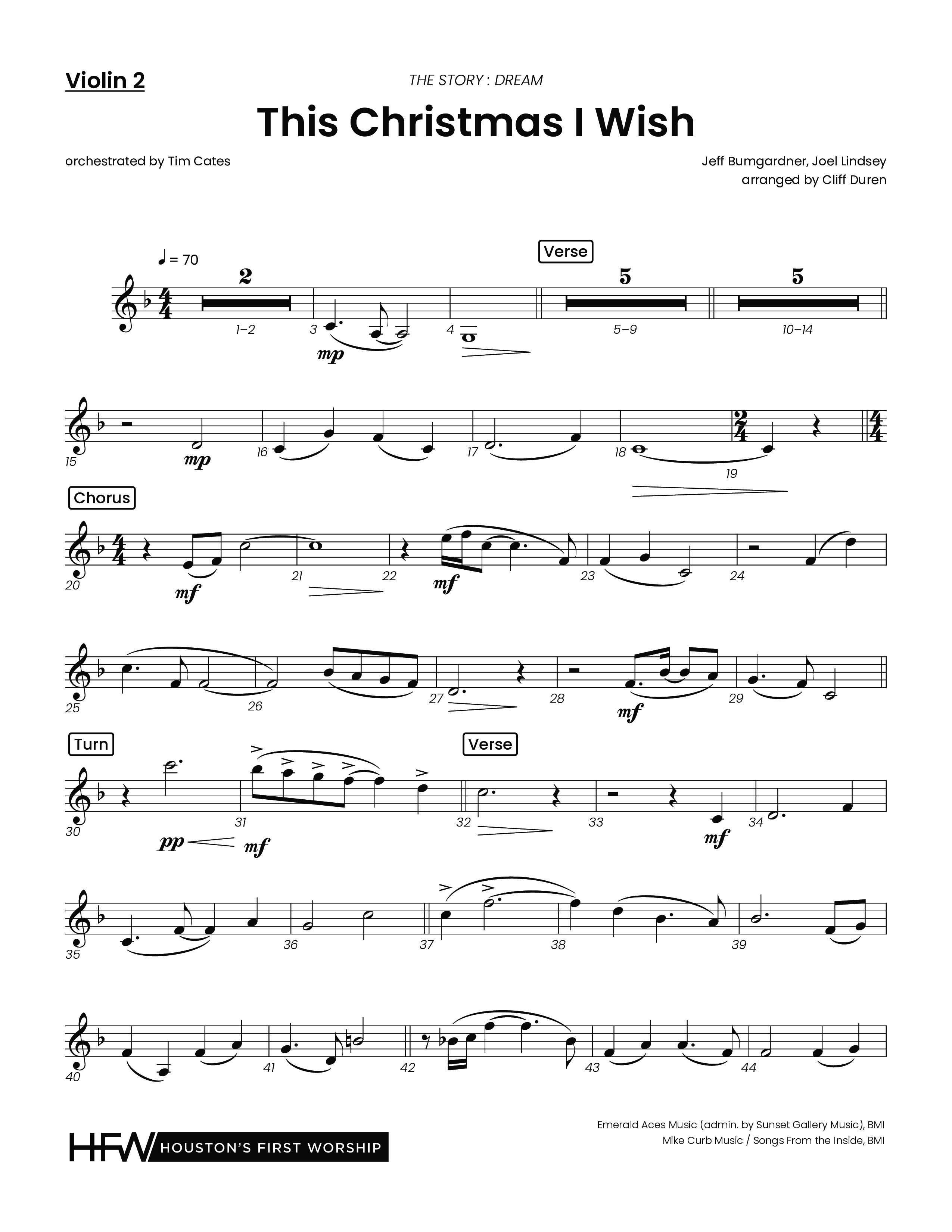 This Christmas I Wish (Choral Anthem SATB) Violin 2 (Houston's First Worship)
