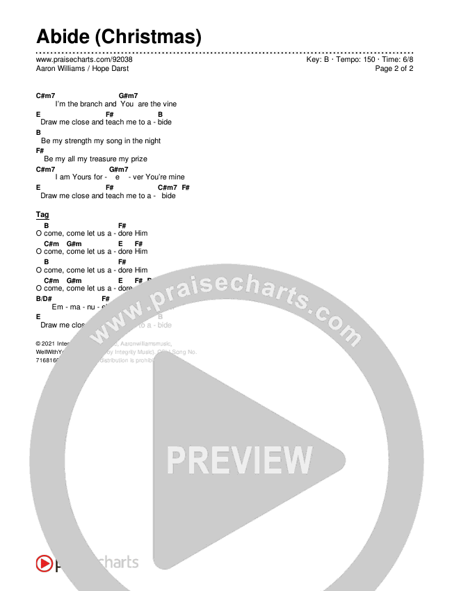 Abide (Christmas) Chord Chart (Aaron Williams / Hope Darst)