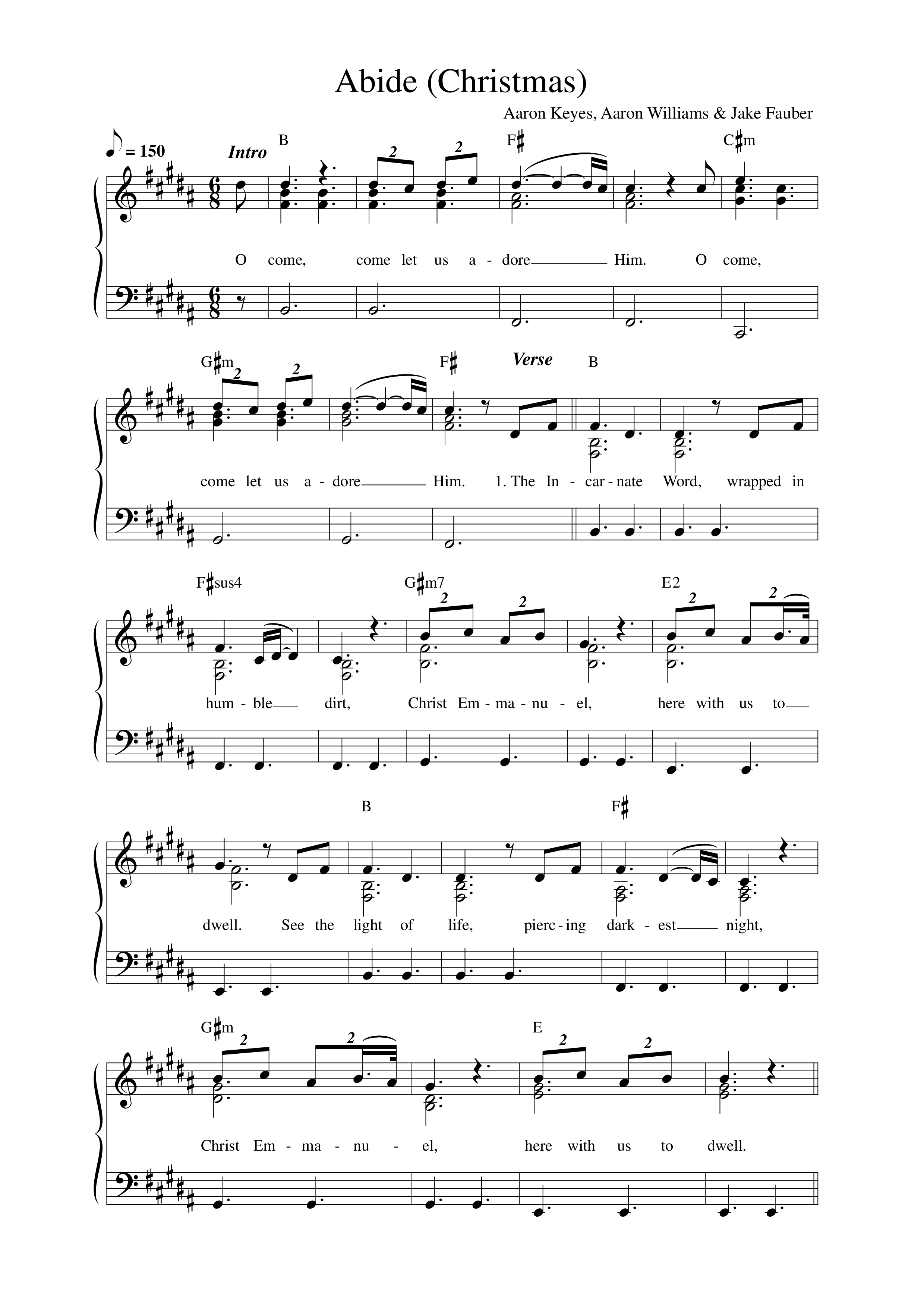 Abide (Christmas) Lead Sheet Melody (Aaron Williams / Hope Darst)