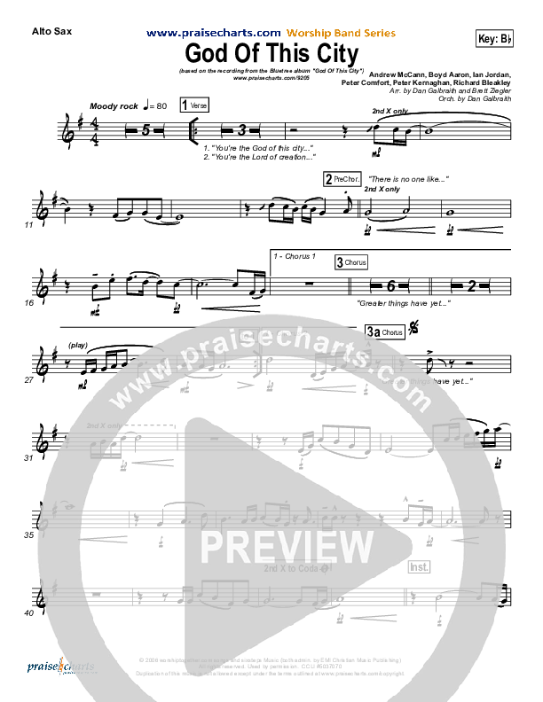 God Of This City Alto Sax (Bluetree)