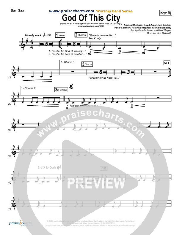 God Of This City Bari Sax (Bluetree)