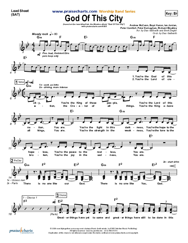 God Of This City Lead Sheet (Bluetree)