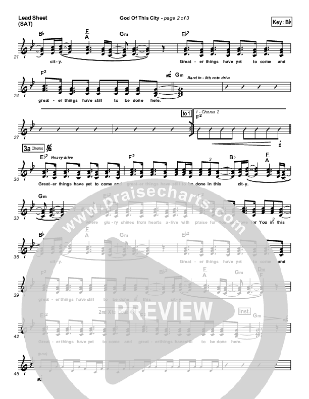 God Of This City Lead Sheet (Bluetree)