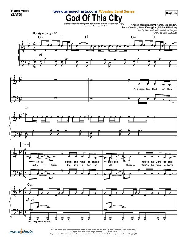 God Of This City Piano/Vocal (Bluetree)