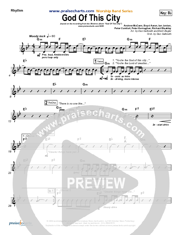 God Of This City Rhythm Chart (Bluetree)