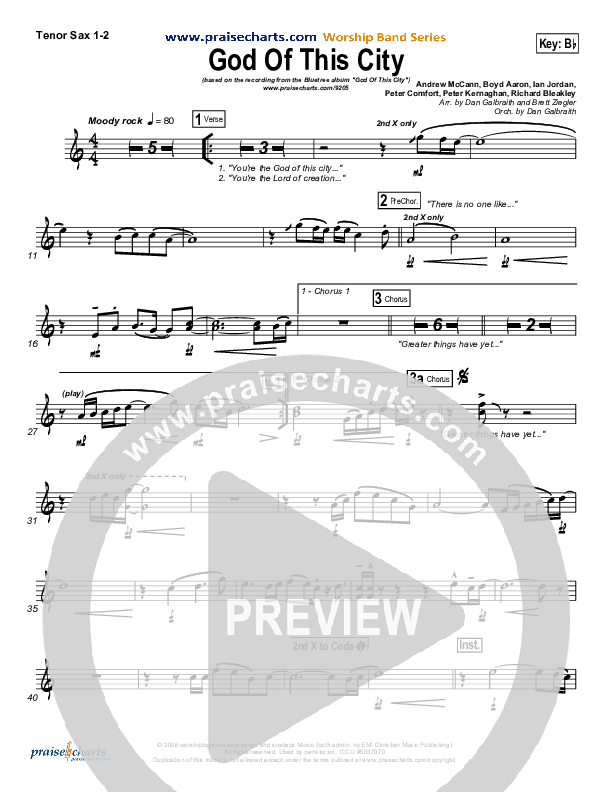 God Of This City Tenor Sax 1/2 (Bluetree)