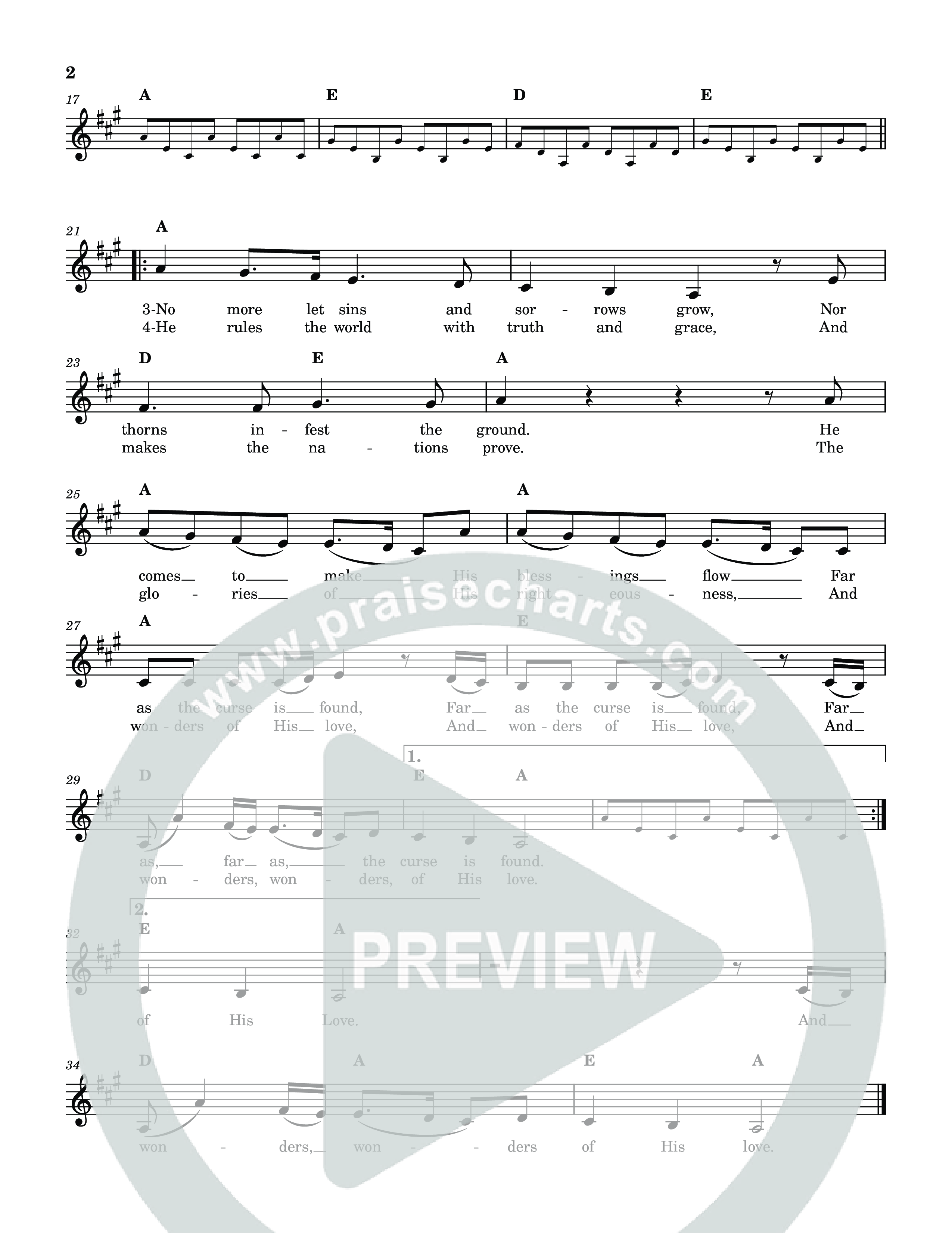 Joy To The World Lead Sheet Melody (Reawaken Hymns)