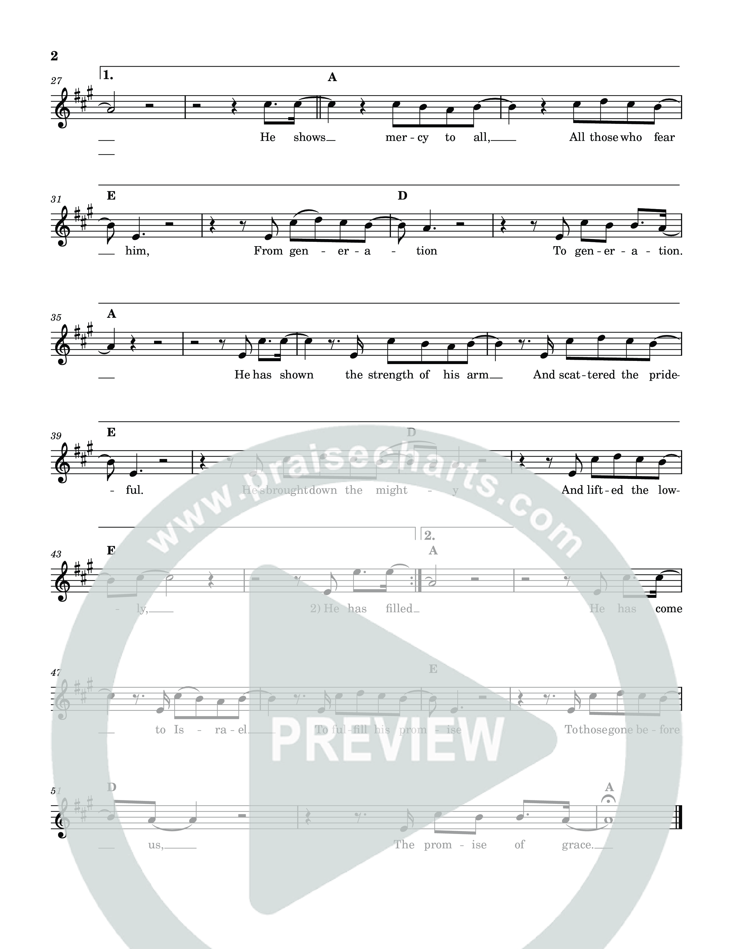 Magnificat Lead Sheet Melody (Reawaken Hymns)