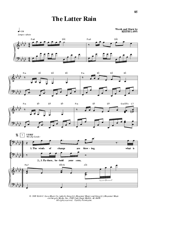 The Latter Rain Lead & Piano (Alvin Slaughter)