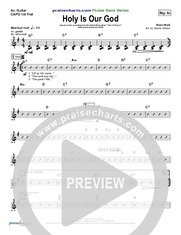 Holy Is Our God Rhythm Chart (Robin Mark)