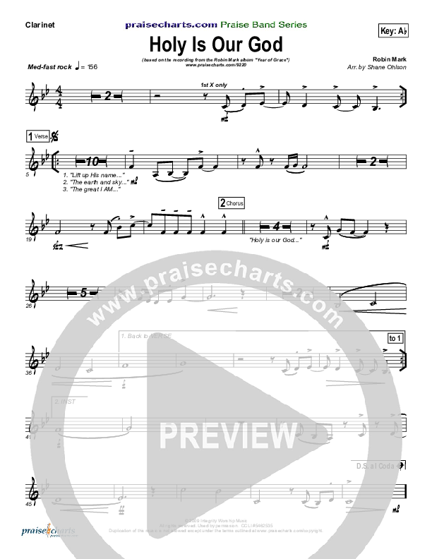 Holy Is Our God Clarinet (Robin Mark)