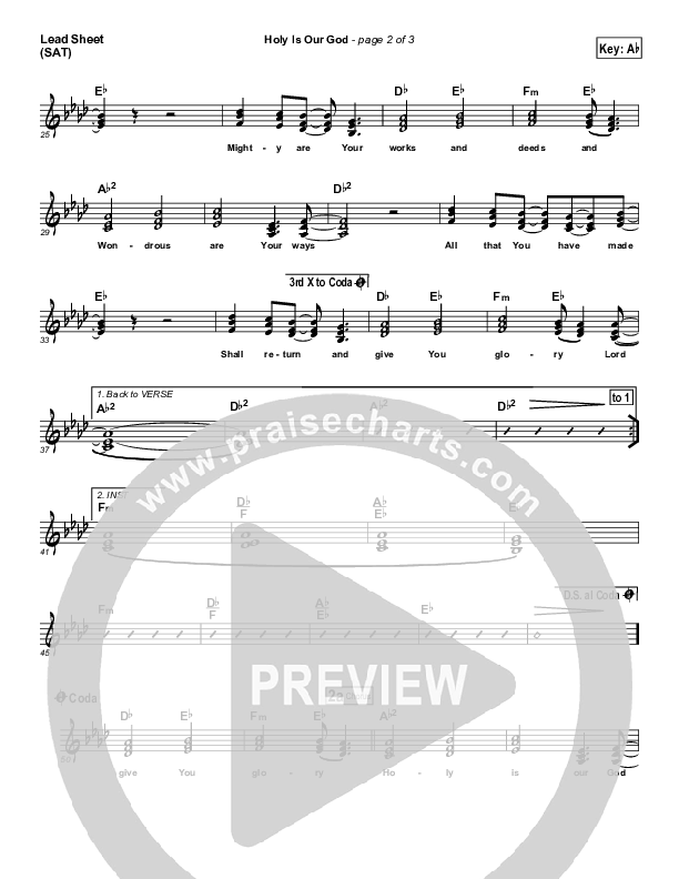 Holy Is Our God Lead Sheet (SAT) (Robin Mark)