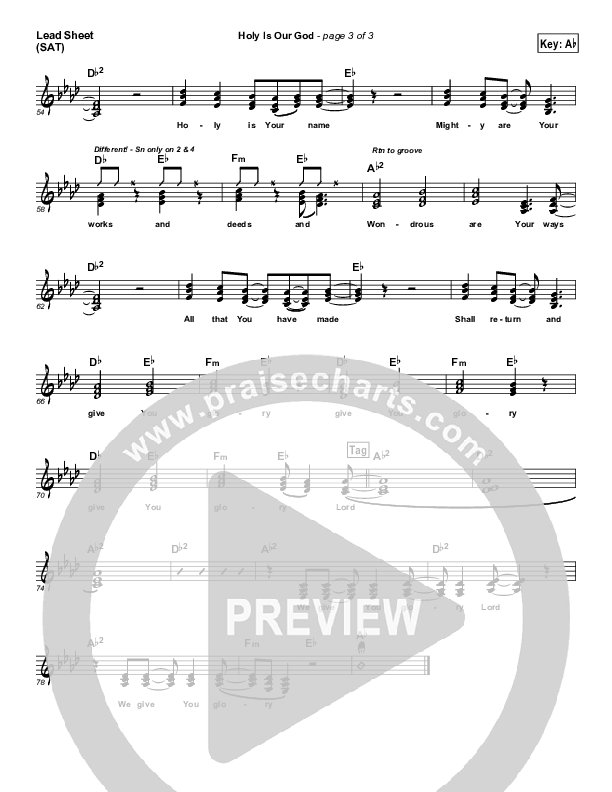 Holy Is Our God Lead Sheet (SAT) (Robin Mark)
