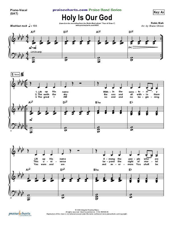 Holy Is Our God Piano/Vocal (SAT) (Robin Mark)