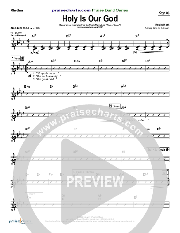 Holy Is Our God Rhythm Chart (Robin Mark)