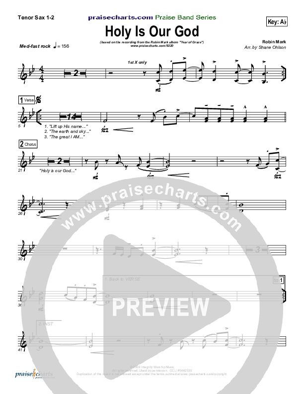 Holy Is Our God Tenor Sax 1/2 (Robin Mark)