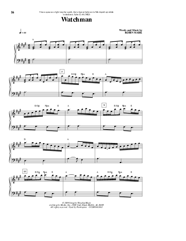 Watchman Piano/Vocal (Robin Mark)