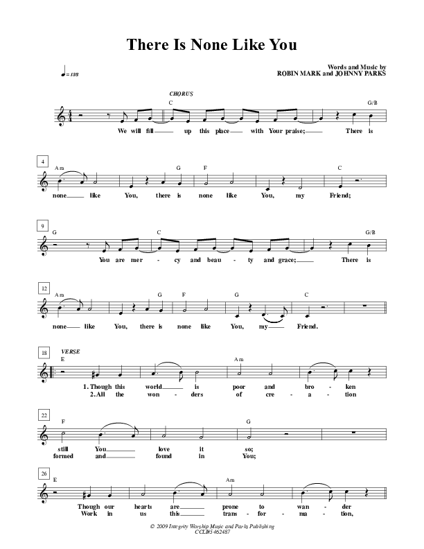 There Is None Lead Sheet (Robin Mark)