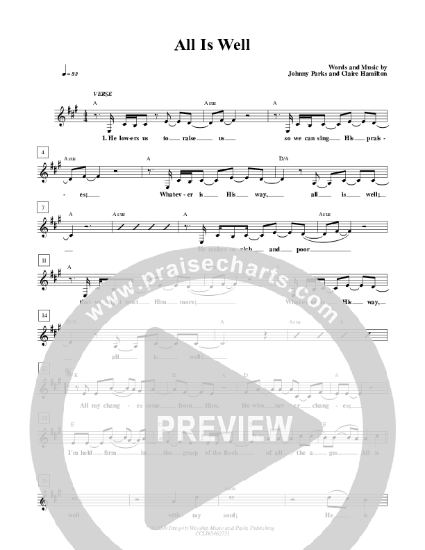 All Is Well Lead Sheet (Robin Mark)