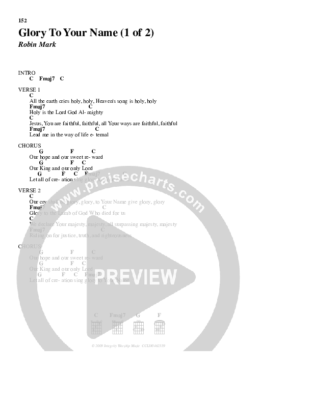 Glory To Your Name Chord Chart (Robin Mark)