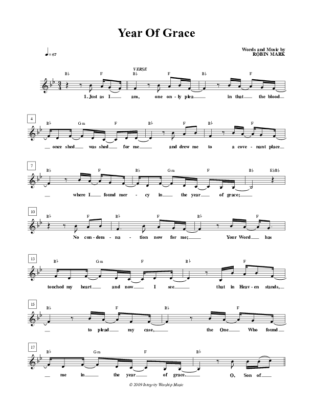 Year Of Grace Lead Sheet (Robin Mark)