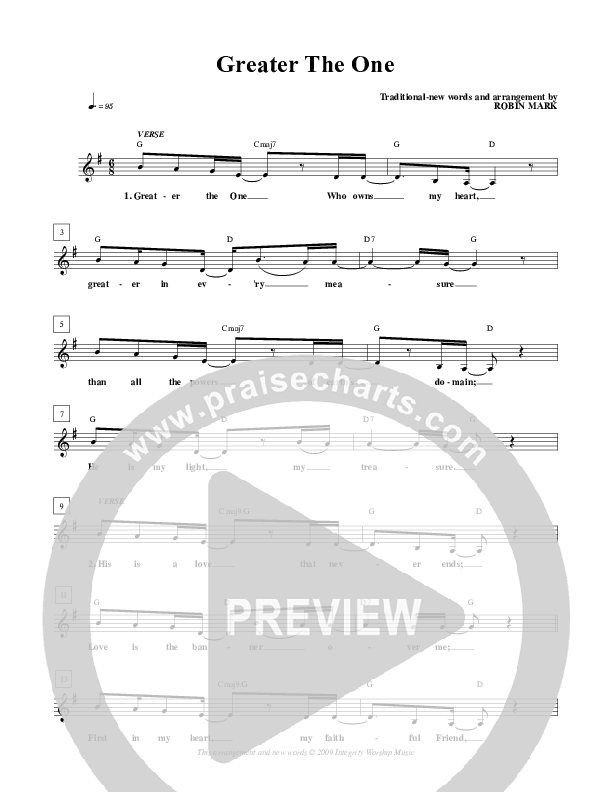 Greater The One Lead Sheet (Robin Mark)